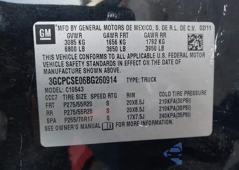 2011 Chevrolet Silverado 1500 Lt from USA, damaged, VIN 3GCPCSE06BG260914